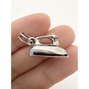 BEAU 925 Silver  Vintage Minimalist Clothes Iron Charm Pendant